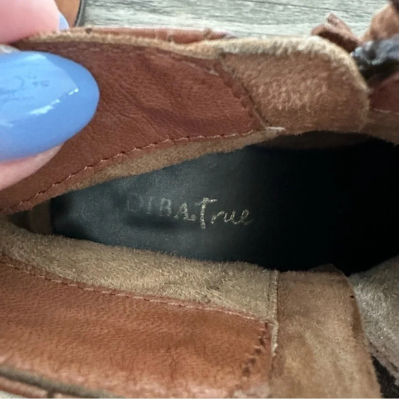 Diba True Womens 10 Brown Leather Short Boots Double Zip Up Fringe Western Shoes - Picture 5 of 7